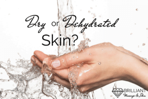 washing two hands over running water: text: Dry or dehaydrated skin?