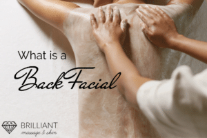 girl having a back facial: text: what is a back facial