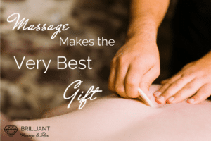 a man having a massage; text massage makes the very best gift