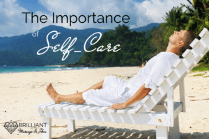 a man relaxing on a beach in white robe:text: the importance of self-care