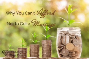 stack of coins with plants on top: text: why you can't afford not to get a massage