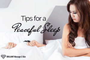 boy sleeping under a comforter and a girl looking on him: text: tips for a peaceful sleep