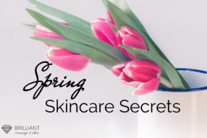 pink tulips on a tin can: text: spring skincare secrets