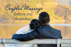 couples on their wedding suit sitting on a bench: text: couples massage before the wedding