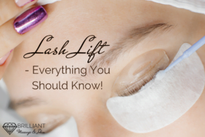 girl having a lash lift: text: Lash lift - everything you should know!
