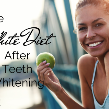girl holding an apple: text: the white diet after teeth whitening