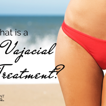 girl at the beach in red orange bikini: text: what is a vajacial treatment?