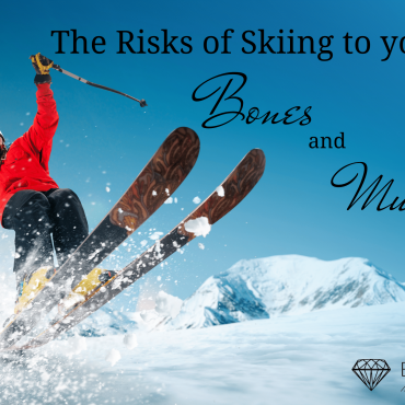 a ski athlete in snow: text the risks of skiing to your bones and muscles